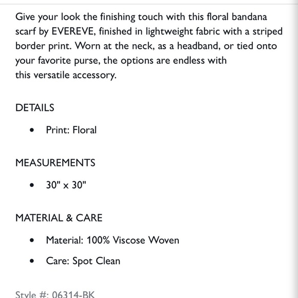 Evereve Audrey Floral Bandana NWT - Picture 3 of 6